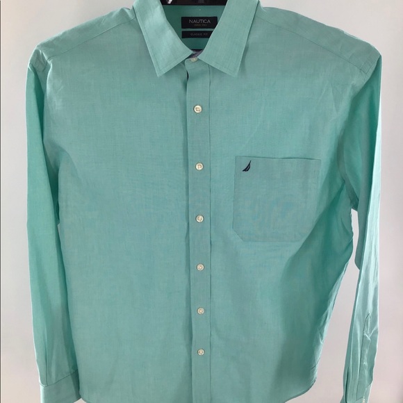 Nautica Other - Nautica Classic Fit Dress Shirt Green 16.5 34/35
